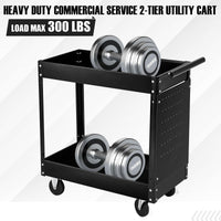 Garvee 2 Tier Rolling Tool Cart,330 Lbs Metal Heavy Duty Utility Cart On Wheels,2 Shelf Steel Utility Cart, Tool Storage Organizer for Mechanic, Garage, Workshop, Warehouse & Repair Shop