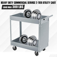 Garvee 2 Tier Rolling Tool Cart, 330 Lbs Metal Heavy Duty Utility Cart On Wheels, 2 Shelf Steel Utility Cart, Tool Storage Organizer for Mechanic, Garage, Workshop, Warehouse & Repair Shop