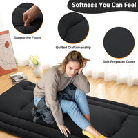 Garvee Futon Mattress Full Size, Foldable Sleeping Mattress Tatami Mattress for Adults, Roll Up Japanese Style Floor Bed Dormitory Floor Mattress for Rv Travel Camping, Black