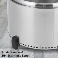 Garvee 27 Inch Smokeless Firepit Outdoor, Stainless Steel Fire Pit with Removable Stand & Ash Pan, Large Portable Outdoor Fire Pit, Smokeless Wood Burning Firepit for Camping Backyard