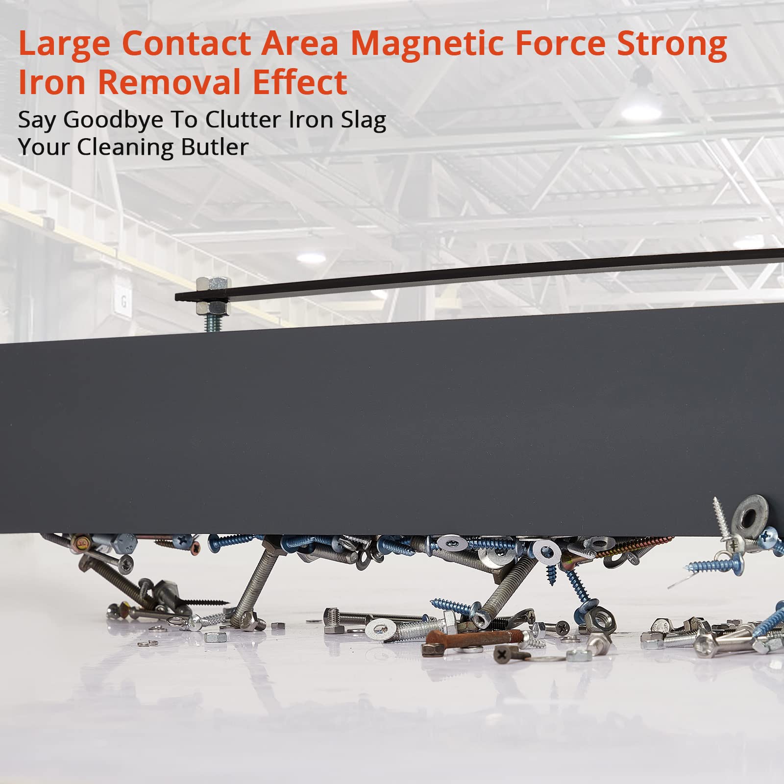 Garvee Hanging Magnetic Sweeper 48 Inches Heavy-Duty Magnet Sweeper, Nail Magnet Sweeping Tool with 120 LBS Lifting Capacity, Magnet Double Magnetic Force Sweeper Unit, Hanging Magnet for Forklift