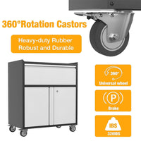 Garvee Storage Cabinet Tool Cart with 1 Drawer - Heavy-Duty Rolling Tool Box with Wheels, Metal Storage Cabinet and Drawers, Perfect for Garage, Warehouse, Workshop, and Repair Shop, Gray