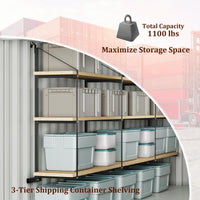 Garvee 2PCS Shipping Container Shelving Brackets, 3-Tier 22''D x 60''H Black Powder Coated Steel Shelf Support for Cargo Storage, Easy to Hang and Remove for Heavy Duty Containers, Workbenches