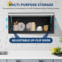 Garvee Heavy-Duty 30" Metal Wall Cabinet with Lock - Hydraulic Flip-Up Door, 33 lbs CapacitWall-Mounted Tool Storage Organizer for Garage, Kitchen, Office, and Workshop, Black Grey