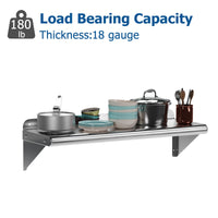 Garvee Wall Mount Stainless Steel Shelf 12 x 24 Inch, NSF Certified Shelves, 230 lb Load Capacity Heavy Duty Floating Shelf Kitchen Storage Racks for Restaurant, Hotel and Garage