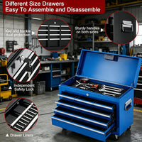 Garvee 8-Drawer Rolling Tool Chest 2-in-1 High Capacity Tool Storage with Locking System Wheels and Liners for Garage Workshop, Blue