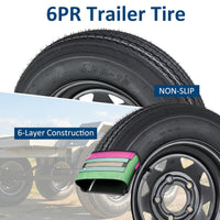 Garvee 4.80-12 Trailer Tires with 12 in Rims, 5 Lug, Load Range C, Multi-Function Lawn Mower & Tractor Tires, Black, 2 Pack