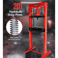 Garvee Hydraulic Press 20 Ton H-Frame Adjustable Shop Press With Stamping Plates For Garage Floor, Black, Heavy Duty