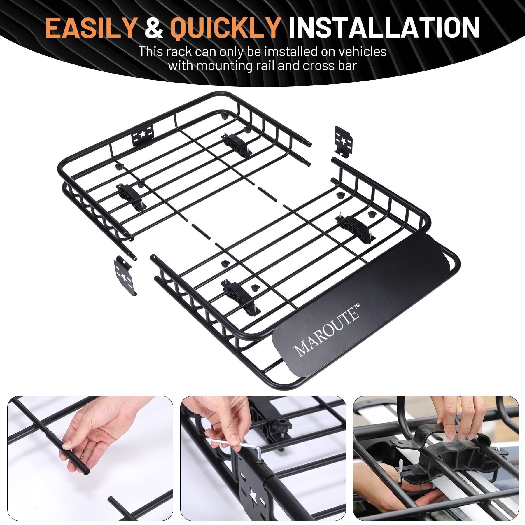 Garvee Roof Rack Carrier Basket Universal 51" X 36" X 5" Rooftop Cargo Carrier Basket Car Luggage Holder Universal for SUV Cars- 200 lb. Capacity (ROOF Basket)