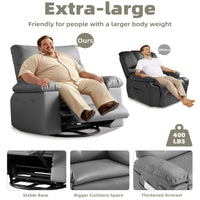 Garvee Oversized Wide Massage Recliner Chair, PU Leather Large Manual Recliner for Adults, Ultimate Comfort Lazy Boy with 1.5X Sponge Filling and Easy Recline Mechanism for Relaxation, Grey