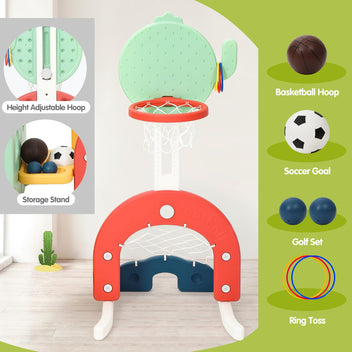 Garvee 7-in-1 Toddler Indoor Playground Set with Slide, Swing & More - Includes Climbing Ladders, Basketball Hoop, Soccer, Golf & Ring Toss | HDPE for Indoor/Outdoor, Ages 1-3 (Green)