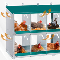 Garvee 10-Compartment Metal Nesting Box – Heavy-Duty Roll Away Egg Design w/Perch & Cover for Poultry Wall/Floor Mount, Green
