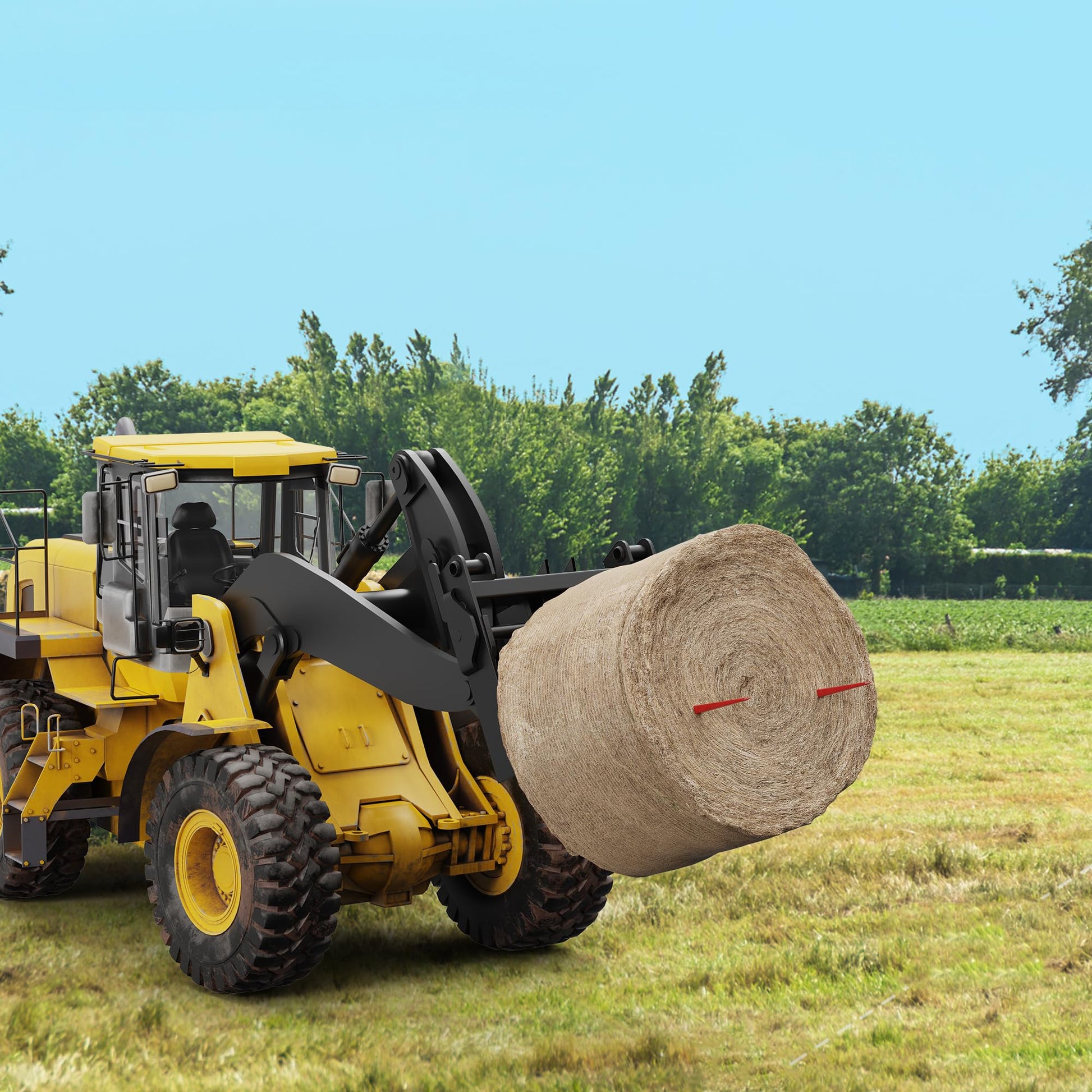 Garvee 49" Hay Spear Bale Spear, 4500lbs Capacity Heavy Duty Quick Attach Square Hay Bale Spears 1 3/4" Wide, Hay Bale Spike with Hex Nut & Sleeve, for Buckets Tractors Loaders