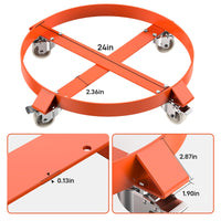 Garvee Two-Piece 55 Gallon Drum Dolly, Heavy Duty Barrel Dolly with 4 Caster Wheels, 1000 LBS Capacity Trash Can Dolly Non-tipping Hand, Orange Steel Frame Dolly