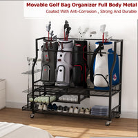Garvee Golf Bag Storage Garage Organizer,Golf Bag Storage Rack w/Drawer for Golfing Bags, Clubs, Balls, Gadgets, Accessories & Equipment,Golf Bag Stand w/Wheels for Home, Golf Course