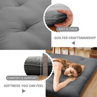 Garvee Futon Mattress, Japanese Floor Mattress Full Size Floor Mat for Sleeping Adult Size, Foldable Tatami Mattress Roll Up Floor Bed Mattress for House Guest Camping Dorm, Dark Grey