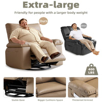 Garvee Oversized Wide Massage Recliner Chair, PU Leather Large Manual Recliner for Adults, Ultimate Comfort Lazy Boy with 1.5X Sponge Filling and Easy Recline Mechanism for Relaxation, Tan