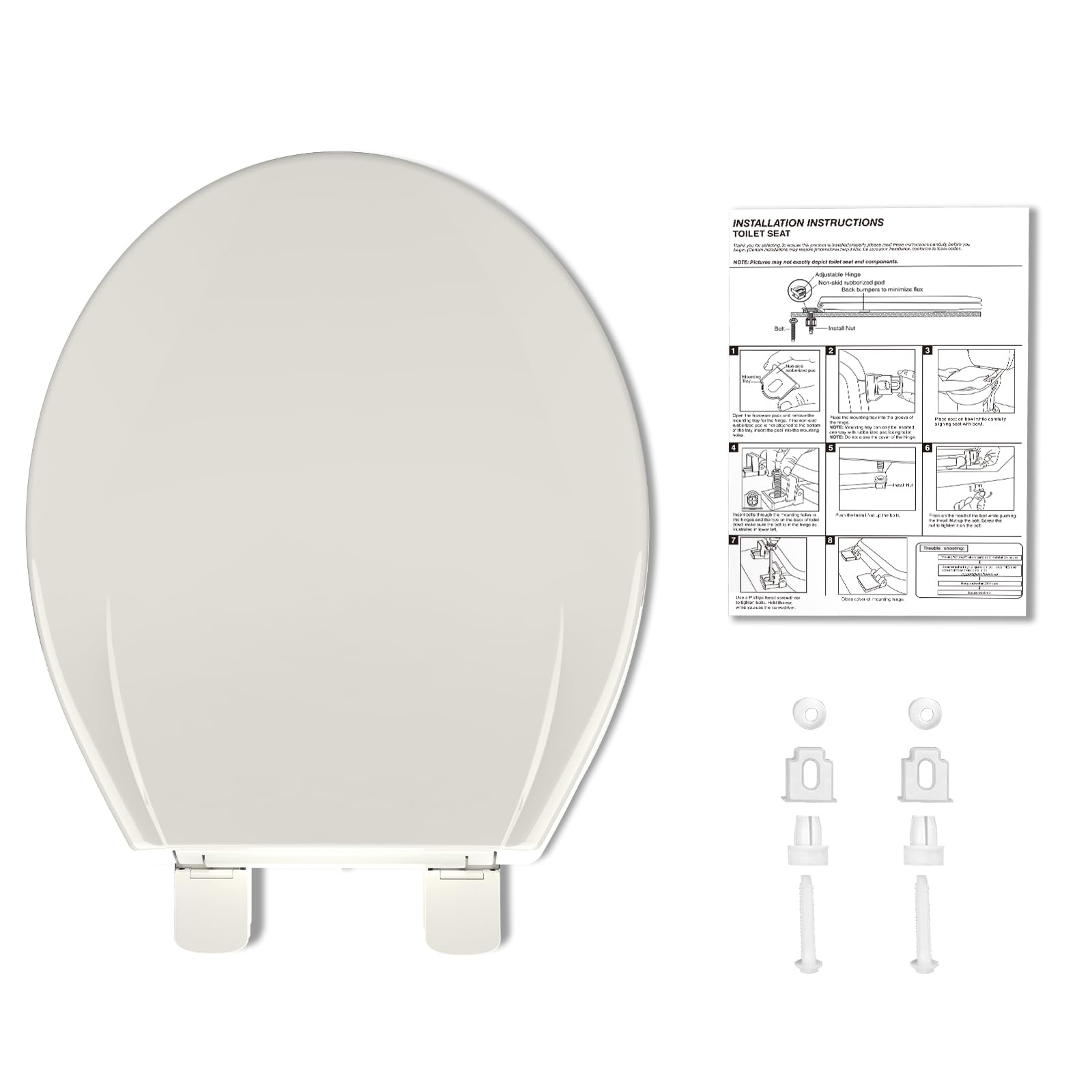 Garvee Toilet Seat Round,Toilet Seat with Quick-Release And Quick-Attach, Plastic Toilet Seat with Soft Close, Easy Install and Clean - Fits Most Round Toilets Biscuit