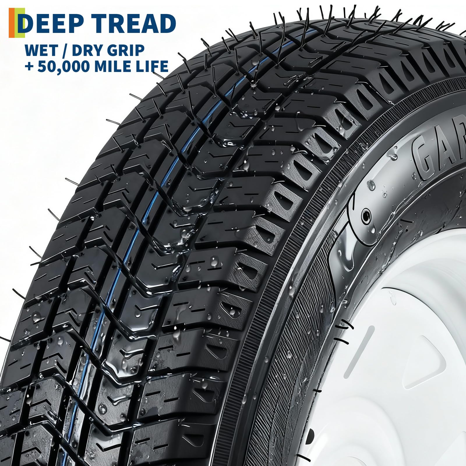 Garvee ST205/75D14 Trailer Tire and Wheel Assembly, Heavy-Duty Load Range C 6PR, 5 Lug White Modular Wheel, 14 Inch Tires for Utility and Boat Trailers, Set of 2