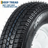 Garvee ST205/75D14 Trailer Tire and Wheel Assembly, Heavy-Duty Load Range C 6PR, 5 Lug White Modular Wheel, 14 Inch Tires for Utility and Boat Trailers, Set of 2