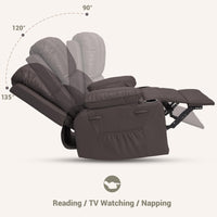 Garvee 22" Widen Rocker Swivel Recliner Chair, Lazy Boy Recliner for Adults, with 1.5X Sponge Filling, Side Pocket, and Cup Holder, for Living Room, Bedroom, and Nursery, Coffee