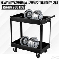 Garvee 2 Tier Rolling Tool Cart,330 Lbs Metal Heavy Duty Utility Cart On Wheels,2 Shelf Steel Utility Cart, Tool Storage Organizer for Mechanic, Garage, Workshop, Warehouse & Repair Shop