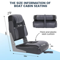 Garvee 2 Pack Folding High Back Boat Seats + Thickened Sponge Padding + Stainless Steel Screws + Waterproof PVC + Aluminum Hinges + 5" x 5" Bolt Hole Pattern + Fishing, Sightseeing
