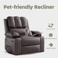 Garvee Oversized 27" Recliner Chairs with Heat and Massage, 360° Swivel Lazy Boy Recliner Chair for Adults, Manual Rocking Chair with Cup Holder for Living Rooms, Bedrooms and Nurseries, Coffee