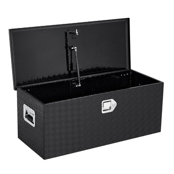 Garvee 30"x15"x15" Aluminum Truck Tool Box - Weatherproof Storage with Lock, 2 Large Compartments, and 1 Organizer Box, Black