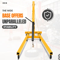Garvee Engine Hoist,2 TON 4000lbs Folding Hydraulic Car Engine Motor Crane Lifter,Cherry Picker with 6 Iron Caster Wheels - Yellow