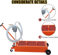 Garvee 25 Gallon Waste Oil Drain Tank Low Profile with Wheels Steel Durable Mesh Grille for Garage Workshop