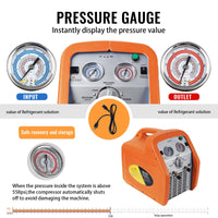 Garvee 120V Ac 60Hz 3/4 Horsepower Single Cylinder Portable Refrigerant Recovery Machine, Orange