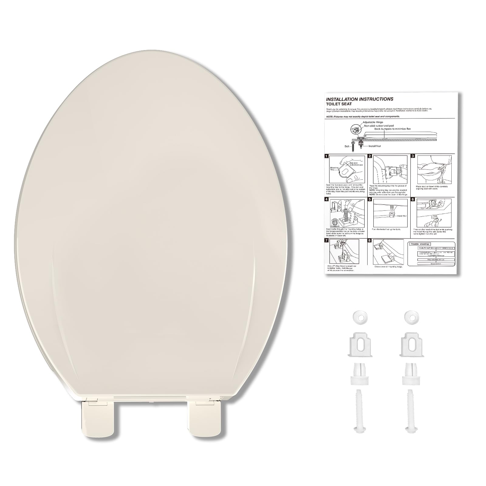 Garvee Toilet Seat Elongated,Toilet Seat with Quick-Release And Quick-Attach, Plastic Toilet Seat with Soft Close, Easy Install and Clean - Fits Most Elongated Toilets Almond
