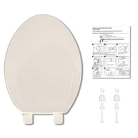 Garvee Toilet Seat Elongated,Toilet Seat with Quick-Release And Quick-Attach, Plastic Toilet Seat with Soft Close, Easy Install and Clean - Fits Most Elongated Toilets Almond