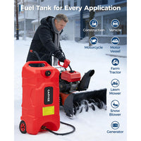 Garvee Upgraded 16 Gallon Gas Tank, Heavy-Duty Fuel Can with Manual Transfer Pump, 10FT Hose, and Casters, Leak-Proof Portable Gas Container for Lawn Mowers, Tractors, Boats, and Snow Blowers, Red