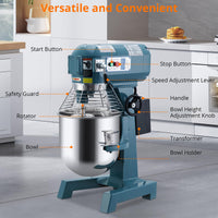 Garvee 10QT Commercial Food Mixer, Professional Large Stand Mixer With 3-Speed Adjustable, Heavy Duty Electric Dough Mixer for Restaurant Industrial Grade, Steel Bowl, Dough Hooks