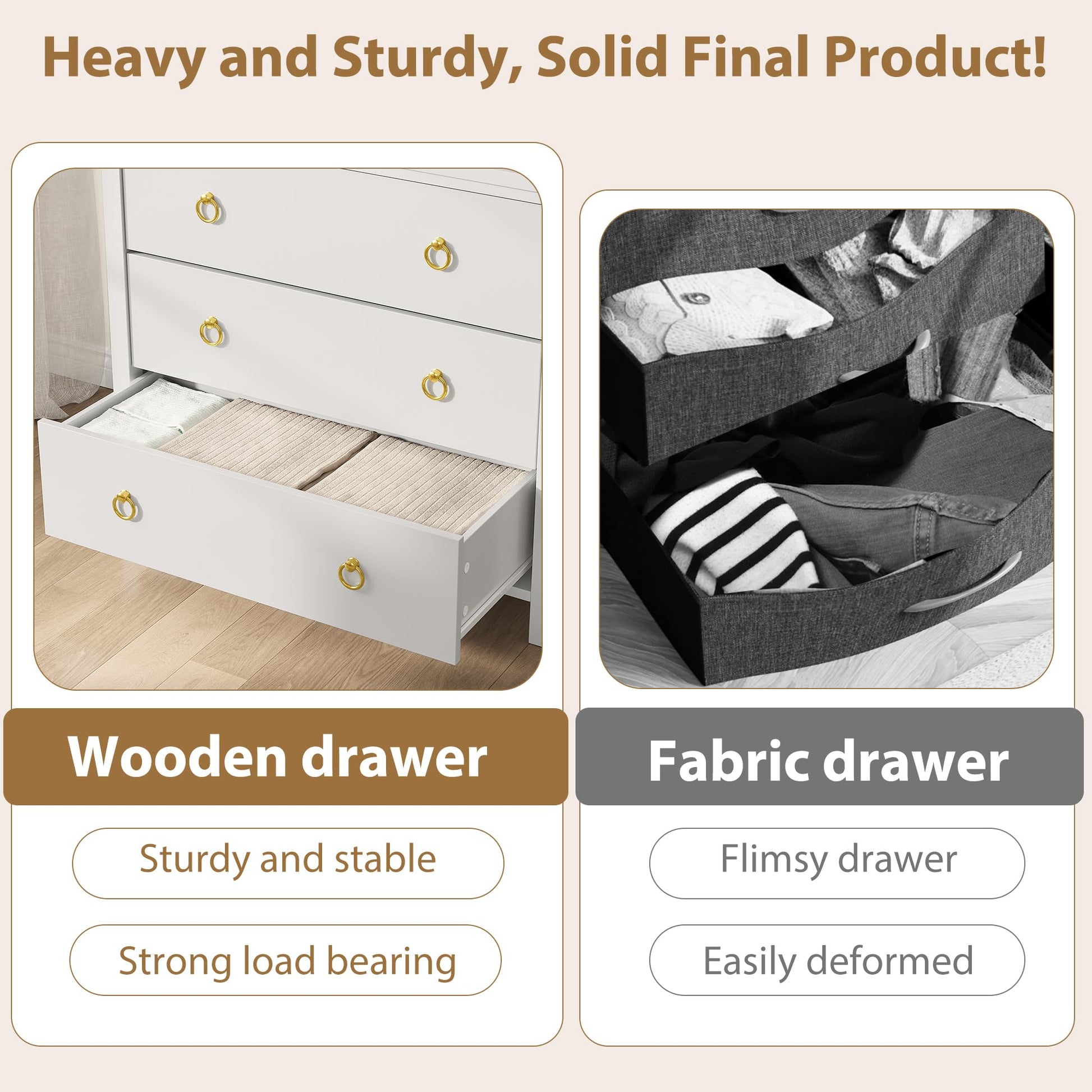 Garvee 3 Dresser for Bedroom, 29" Tall Dresser, Modern Tall Drawer Dresser with Storage, Wooden Closet Dressers Chest of Drawers Freestanding for Bedroom, Nursery, Living Room, White