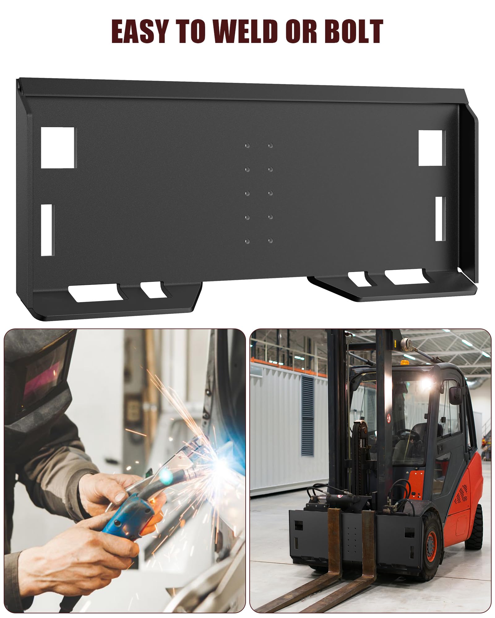Garvee 1/4" Thick Universal Skid Steer Mount Plate w/Holes, Skid Steer Plate Attachment 3000LBS Weight Capacity Quick Attach Mount Plate Compatible with Kubota, Bobcat Skid Steers and Tractors