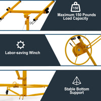 Garvee 11ft Drywall Lift 150-LB Capacity Yellow – 360° Adjustable Telescopic Arm & Locking Wheels for Sheetrock, Panel Hoist