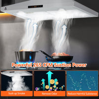 Garvee 30 Inch Wall Mount Range Hood 265 CFM, Touch Control, LED