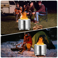 Garvee 20" Portable Smokeless Wood Burning Firepit with Stand Stainless Steel Bonfire Fire Pit for Camping & Picnic, Carry Bag, Split Structure