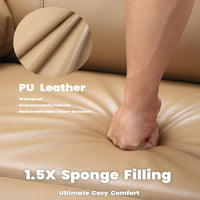 Garvee Oversized Wide Massage Recliner Chair, PU Leather Large Manual Recliner for Adults, Ultimate Comfort Lazy Boy with 1.5X Sponge Filling and Easy Recline Mechanism for Relaxation, Tan