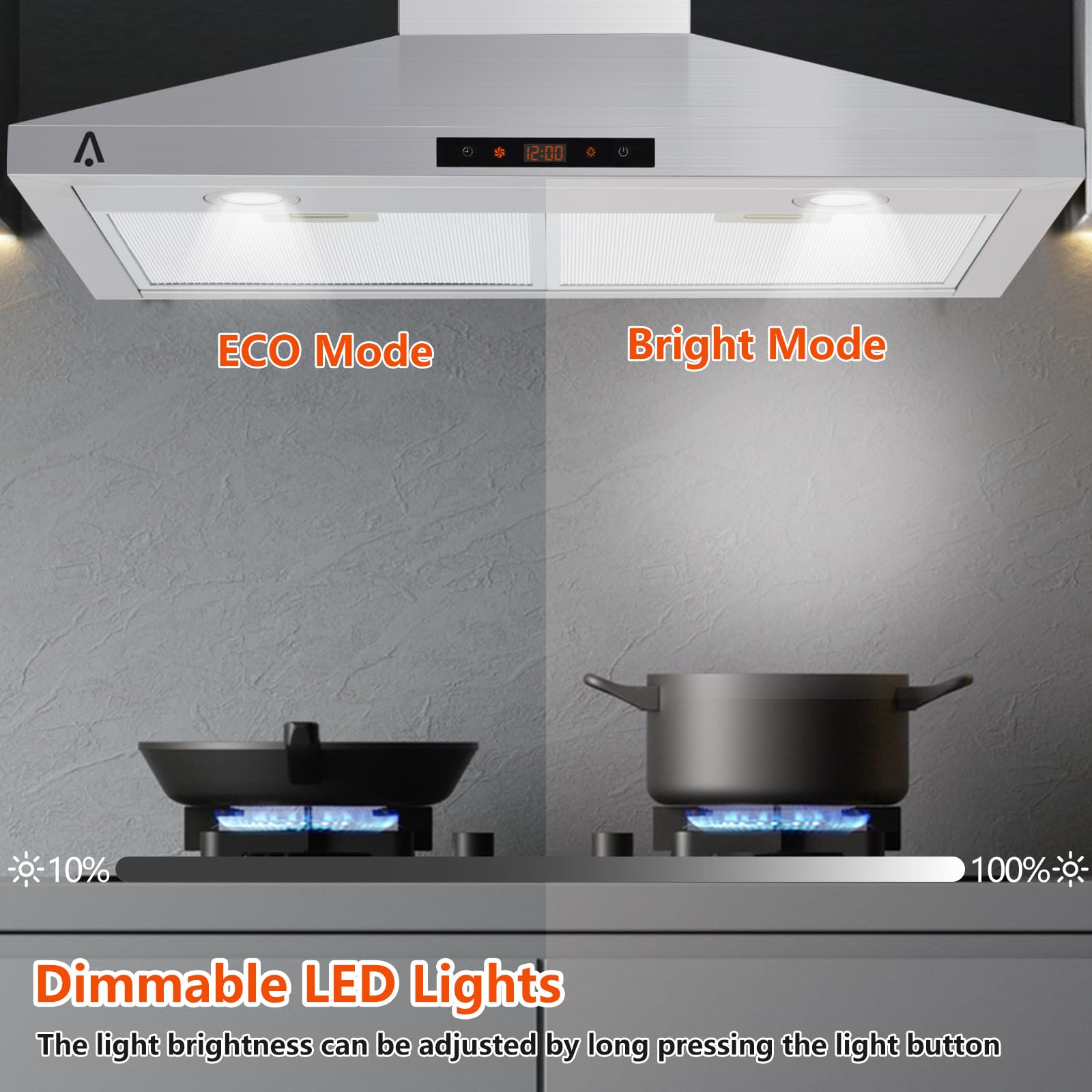 Garvee 30 Inch Wall Mount Range Hood 265 CFM, Touch Control, LED