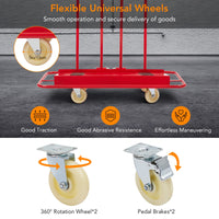 Garvee 1600Lbs Heavy Duty Drywall Cart, Swivel Casters, Red