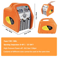 Garvee 120V Ac 60Hz 3/4 Horsepower Single Cylinder Portable Refrigerant Recovery Machine, Orange