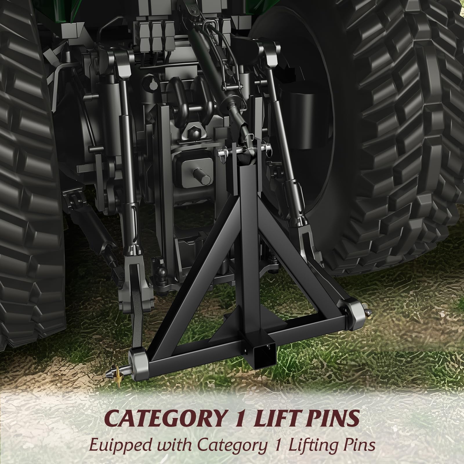 Garvee 3 Point 2" Trailer Hitch Receiver Fits Category 1 Tractor, Tow Drawbar Adapter Attachments, Quick Hitch Compatible.