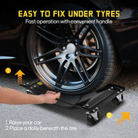 Garvee Car Wheel Dolly Set of 4 with Heavy Duty 3.5 in Steel Wheels for Moving Cars, 24x15 in, Black