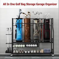 Garvee Golf Bag Storage Garage Organizer,Golf Bag Storage Rack w/Drawer for Golfing Bags, Clubs, Balls, Gadgets, Accessories & Equipment,Golf Bag Stand w/Wheels for Home, Golf Course