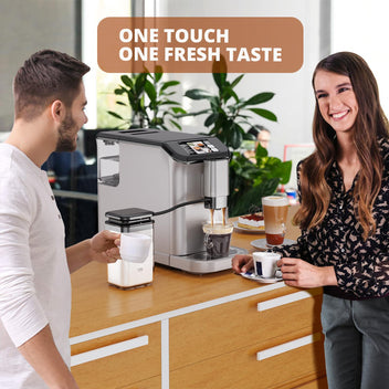 Garvee Fully Auto Espresso Machine - One - Touch, LCD Touch Control Panel，20 - Bar, Auto Milk Froth, Dual Boiler, Compact, Gun Color