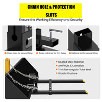 Garvee 60" 1500lbs Clamp on Pallet Forks, Heavy Duty Fork Rack for Loader Bucket Skid Steer Tractor Without Stabilizer Bar